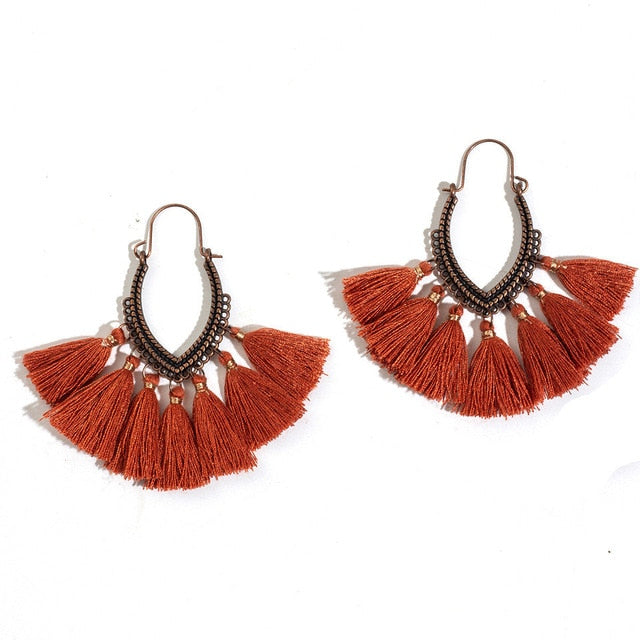 Fashion Handmade Tassel Earrings for Women Bohemia Ethnic Vintage Boho Fringe Statement Earring Charm Jewelry Gifts