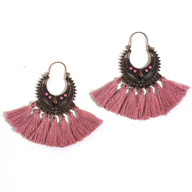 Fashion Handmade Tassel Earrings for Women Bohemia Ethnic Vintage Boho Fringe Statement Earring Charm Jewelry Gifts