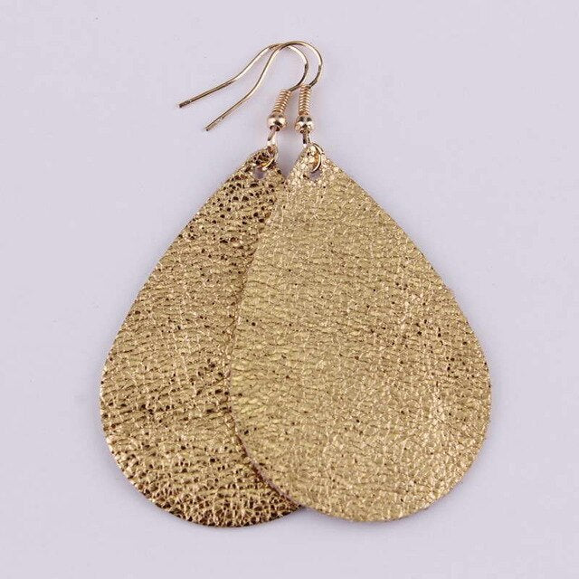 100% Genuine Leather Teardrop Earrings Boho Water Drops Earrings for Women Jewelry Unique Gift