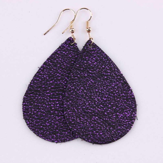 100% Genuine Leather Teardrop Earrings Boho Water Drops Earrings for Women Jewelry Unique Gift