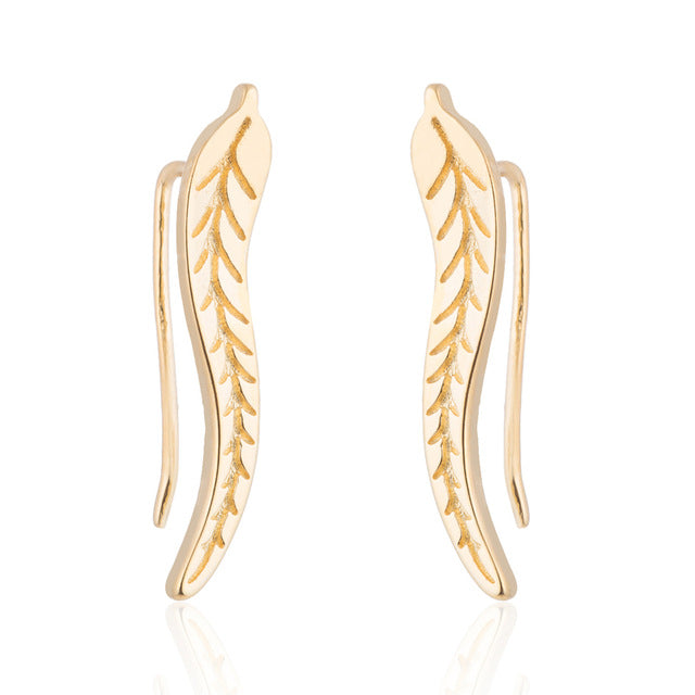 SMJEL 2018 Fashion Feather Women Earrings Boho Long Vintage Leaf Stud Earrings Ear Cuff Jewelry Accessories Gift