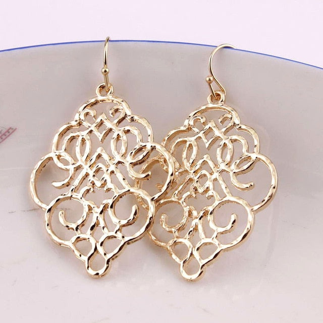 ZWPON 2018 Zinc Alloy Morocco Festival Springtime Filigree Earrings Women Inspirational Jewelry Mothers Day Gifts Wholesale