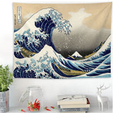 Japan Kanagawa Waves Printed Hanging Tapestry Whale Arowana Wall Hanging Tapestries Boho Bedspread Yoga Mat Blanket 200*148cm