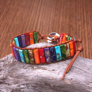 Boho jewelry Natural Stone Wrap Chakra Bracelet Single Leather Wrap Power Bracelet