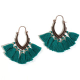 Fashion Handmade Tassel Hoop Earrings for Women Bohemia Ethnic Vintage Boho Fringe Statement Earring Jewelry Gifts