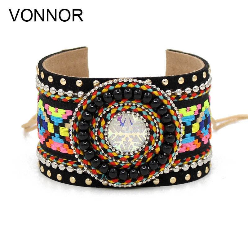 VONNOR Bracelet for Women Bohemian embroidered cloth Bangle Bracelets 2018 autumn winter Female Bracelet Jewelry