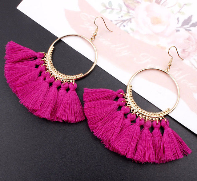 Handmade Bohemian Big Tassel Earrings for Women Lady Female Fringe Earring Brincos Fashion Statement Jewelry