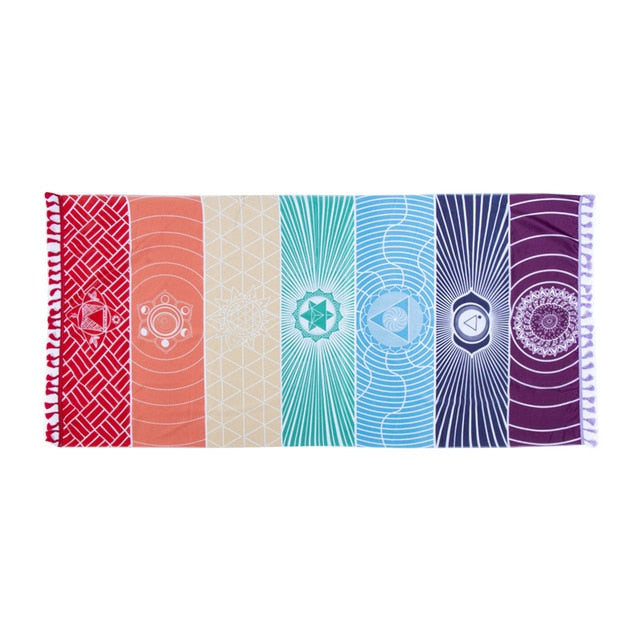 Single Rainbow Chakra Tapestry Towel Carpet Mandala Boho Stripes