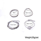 Silver Color Alloy 4pcs Unisex Charm Bracelets Hollow Round Map Chic Bead Handmade Shell Jewelry