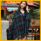 RUNMEIFA Women Winter Bohemian Hooded Coat Cape Wrap Poncho Shawl Scarf Cotton and Acrylic Tribal Fringe New Hoodie