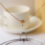 Gold Color Palm Tree Necklace Women Boho Jewelry Island Life Stainless Steel Chain Bff Gift Collier Femme 2019