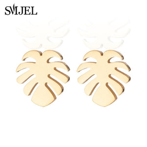 SMJEL 2018 Fashion Feather Women Earrings Boho Long Vintage Leaf Stud Earrings Ear Cuff Jewelry Accessories Gift