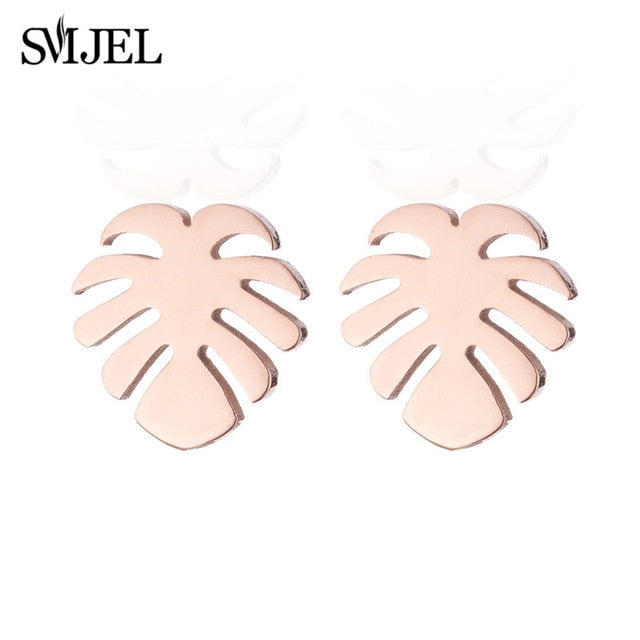 SMJEL 2018 Fashion Feather Women Earrings Boho Long Vintage Leaf Stud Earrings Ear Cuff Jewelry Accessories Gift