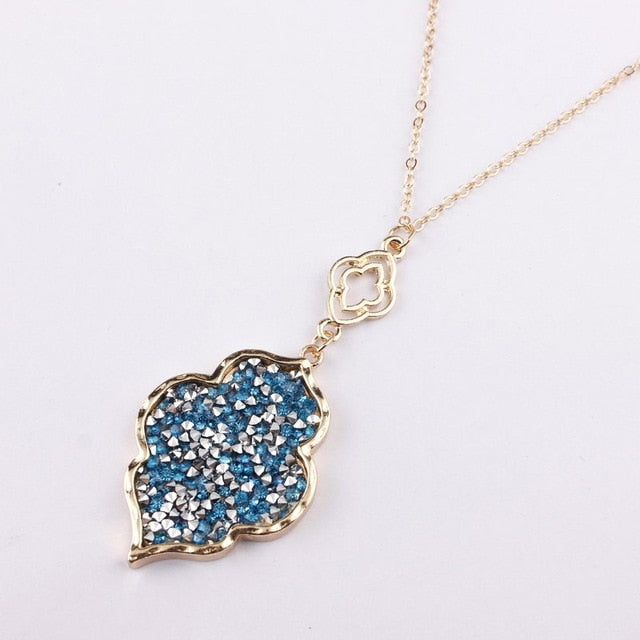 ZWPON 2019 Pave Mixture Crystal Morocco Pendant Long Necklace for Women Fashion Statement Sweater Necklace Jewelry Wholesale