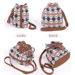 NEW Drawstring Bucket Bag Canvas Boho Stripe Shoulder Bags