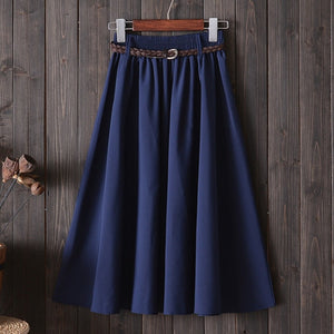 Dropship Skirt Skirts Womens Pleated Long Black Midi High Waist Faldas Mujer Moda 2019 Korean Patchwork Belt Spring Summer White