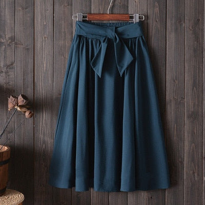 Dropship Skirt Skirts Womens Pleated Long Black Midi High Waist Faldas Mujer Moda 2019 Korean Patchwork Belt Spring Summer White