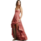 Boho Chic Long Dress Halter Chiffon Women Backless 2019 Maxi Dresses Beach Wear Mori Girl Vestidos Sexy Split Beach Summer Dress