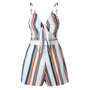 Holiday Sleeveless Playsuit Striped Jumpsuit Shorts