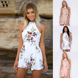 Womail bodysuit Women Summer Fashion Print High Neck Floral Mini Playsuit Ladies Shorts Jumpsuit  overalls new 2019 dropship M5