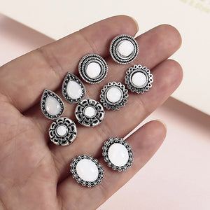 Women Bohemian Stud Earrings Set Antique Silver Plated Metal Vintage Owl Earrings for Women Jewelry Dazzling Gift