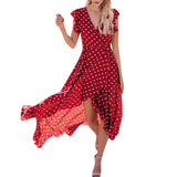 Womens Dots Boho Long Dress Lady Beach Summer