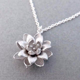 Chic Ladies Lotus Flower Pendant Necklace Boho Women Sexy Neck Jewelry Accessories Shellhard Silver