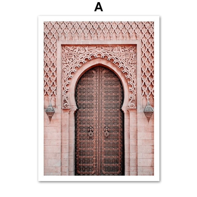 Morocco Door Flower Plant Desert Girl Nordic Posters And Prints Wall Art Canvas Painting Wall Pictures For Living Room Decor