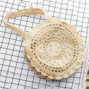 Bohemian Straw Bags for Women Circle Beach Handbags