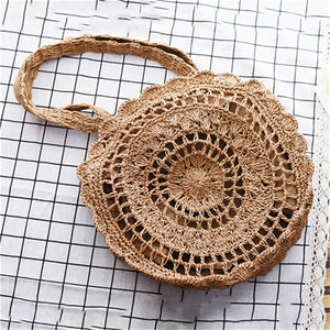 Bohemian Straw Bags for Women Circle Beach Handbags