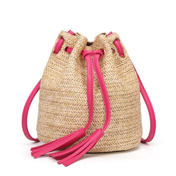 Bohemian Straw Bags for Women Circle Beach Handbags