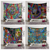 Home Colourful Face Oil Painting Mandala Tapestry Gypsy Hippie Wall Hanging Dorm Cover Bedspread Yoga Mat Moroccan Decor