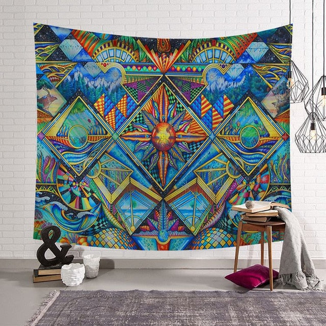 Home Colourful Face Oil Painting Mandala Tapestry Gypsy Hippie Wall Hanging Dorm Cover Bedspread Yoga Mat Moroccan Decor