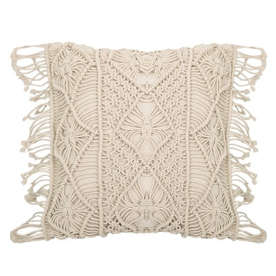 Ellig White crocheted moroccan French chic knitting design Nordic design back sofa bed Cushion Lumbar Pillow Throw Pillow