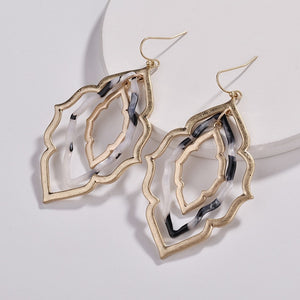 Bohemian Triple Layer Geometric Frame Resin Acrylic Earrings 2018 Famous Brand Jewelry For Women Morocco Drop Statement Earrings