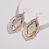 Bohemian Triple Layer Geometric Frame Resin Acrylic Earrings 2018 Famous Brand Jewelry For Women Morocco Drop Statement Earrings