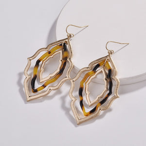 Bohemian Triple Layer Geometric Frame Resin Acrylic Earrings 2018 Famous Brand Jewelry For Women Morocco Drop Statement Earrings