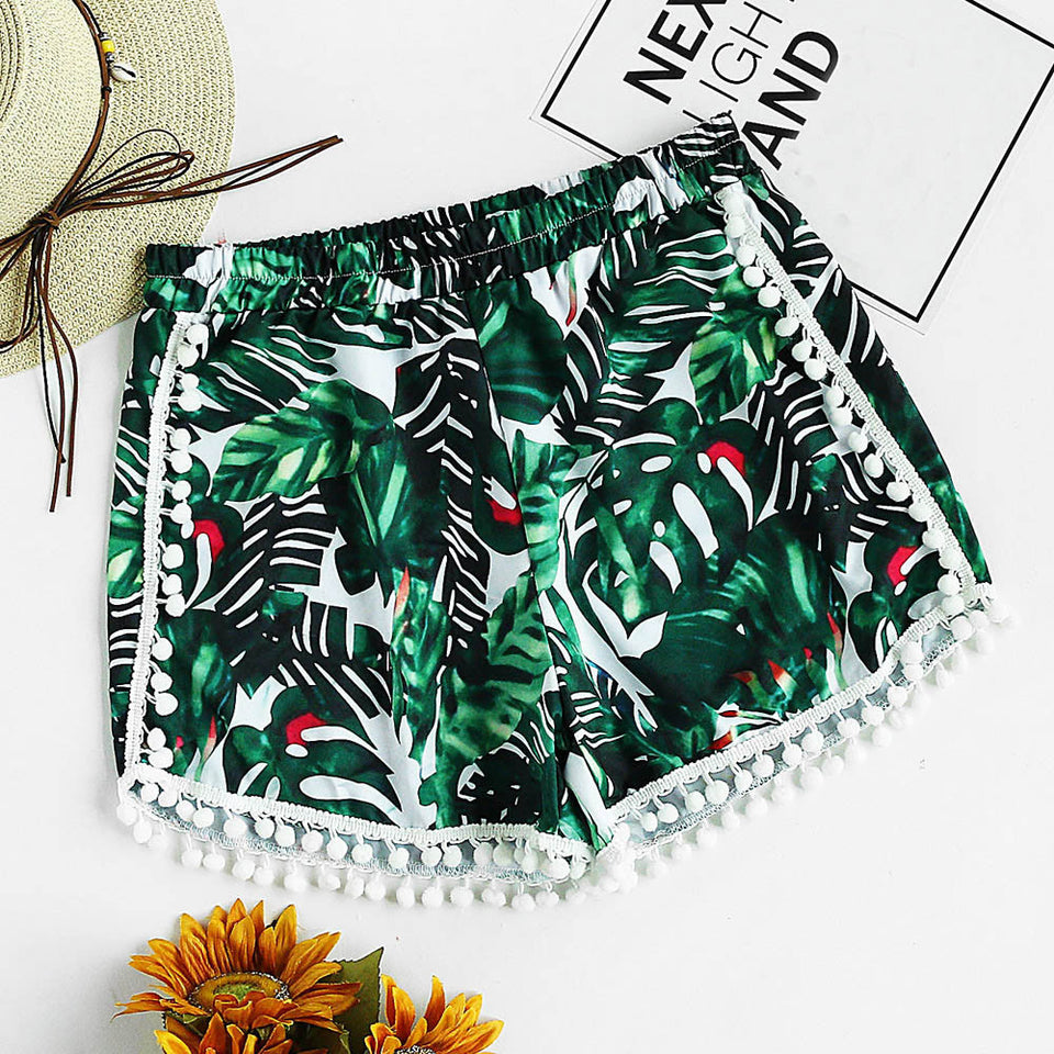 Womail Women shorts Summer Print Sexy Bohemian Casual Shorts Mid Waist Short Skinny Beach Daily Fashion denim color dropship j23