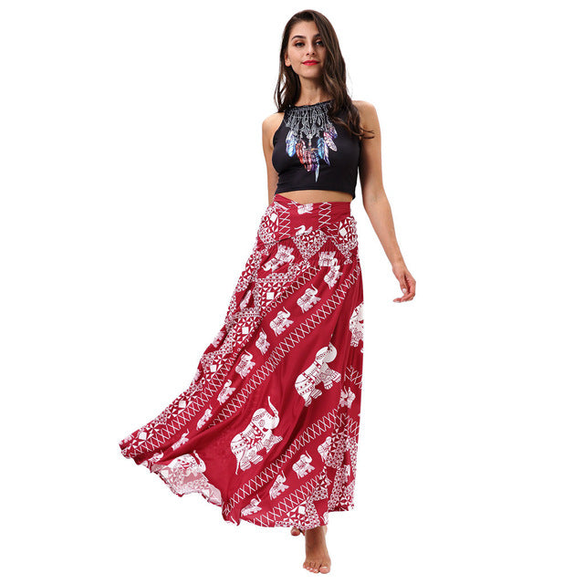 Womail Skirt Women Summer Fashion Long Hippie Bohemian Gypsy Boho Flowers Elastic Waist Floral Skirt NEW 2019 dropship M27