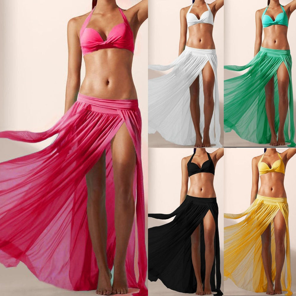 Womail Women skirt Summer Fashion Party Sexy Boho Chiffon High Split Long Maxi Skirt Beach Skirt Casual Daily 2019 dropship f9