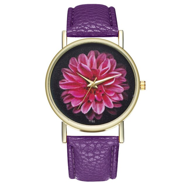 New Bohemia Flower Pattern Wrist Watch Women Boho Leather Women Watches Fashion Quartz Ladies Watch Dress Clock