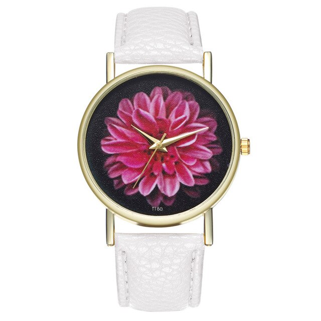 New Bohemia Flower Pattern Wrist Watch Women Boho Leather Women Watches Fashion Quartz Ladies Watch Dress Clock