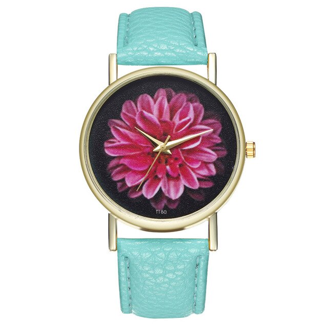 New Bohemia Flower Pattern Wrist Watch Women Boho Leather Women Watches Fashion Quartz Ladies Watch Dress Clock