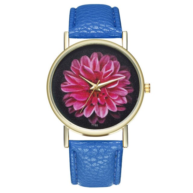 New Bohemia Flower Pattern Wrist Watch Women Boho Leather Women Watches Fashion Quartz Ladies Watch Dress Clock