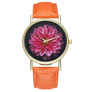 New Bohemia Flower Pattern Wrist Watch Women Boho Leather Women Watches Fashion Quartz Ladies Watch Dress Clock