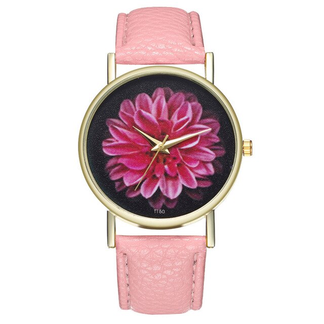 New Bohemia Flower Pattern Wrist Watch Women Boho Leather Women Watches Fashion Quartz Ladies Watch Dress Clock