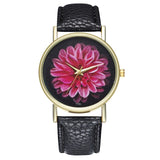 New Bohemia Flower Pattern Wrist Watch Women Boho Leather Women Watches Fashion Quartz Ladies Watch Dress Clock