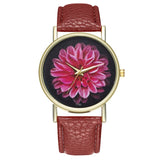 New Bohemia Flower Pattern Wrist Watch Women Boho Leather Women Watches Fashion Quartz Ladies Watch Dress Clock