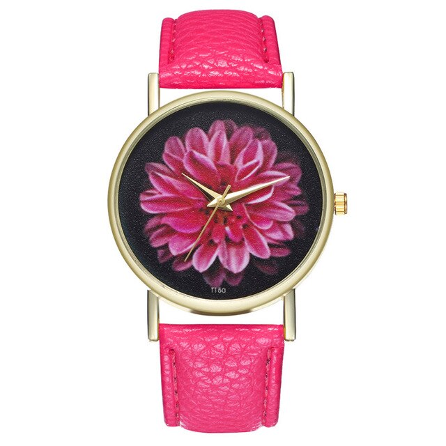 New Bohemia Flower Pattern Wrist Watch Women Boho Leather Women Watches Fashion Quartz Ladies Watch Dress Clock