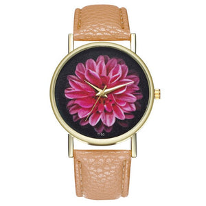 New Bohemia Flower Pattern Wrist Watch Women Boho Leather Women Watches Fashion Quartz Ladies Watch Dress Clock